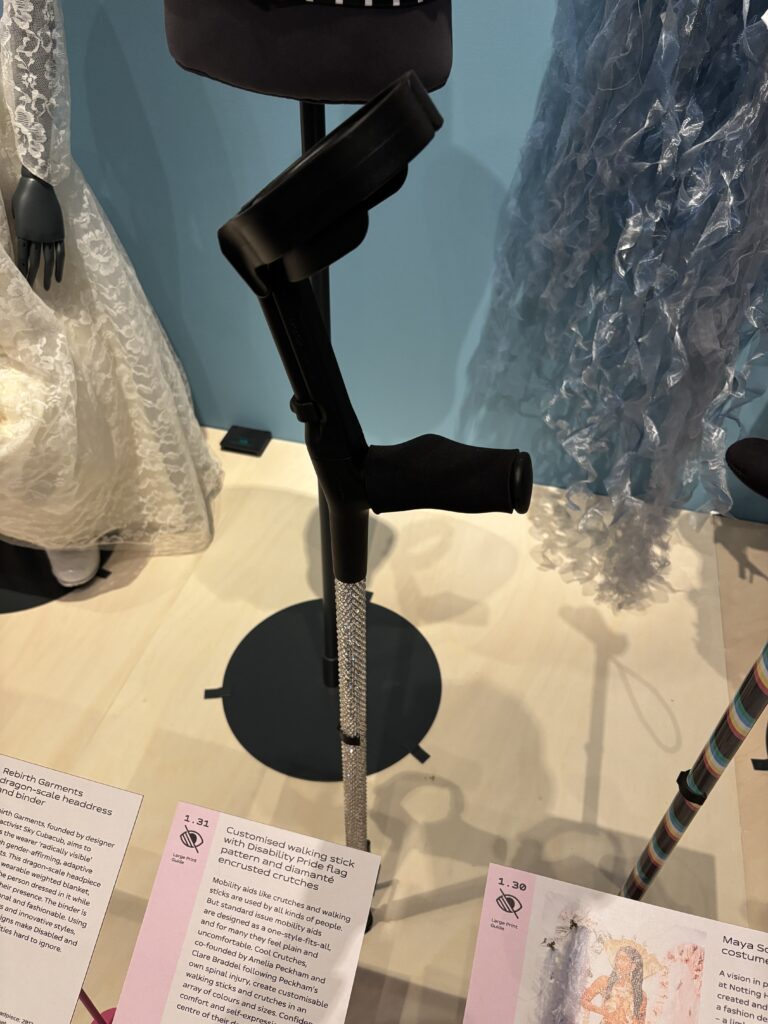 A jewel encrusted walking crutch.