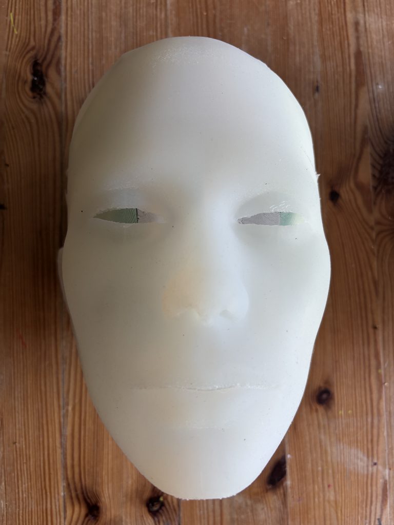Front image of silicone mask for InMoov robot head.