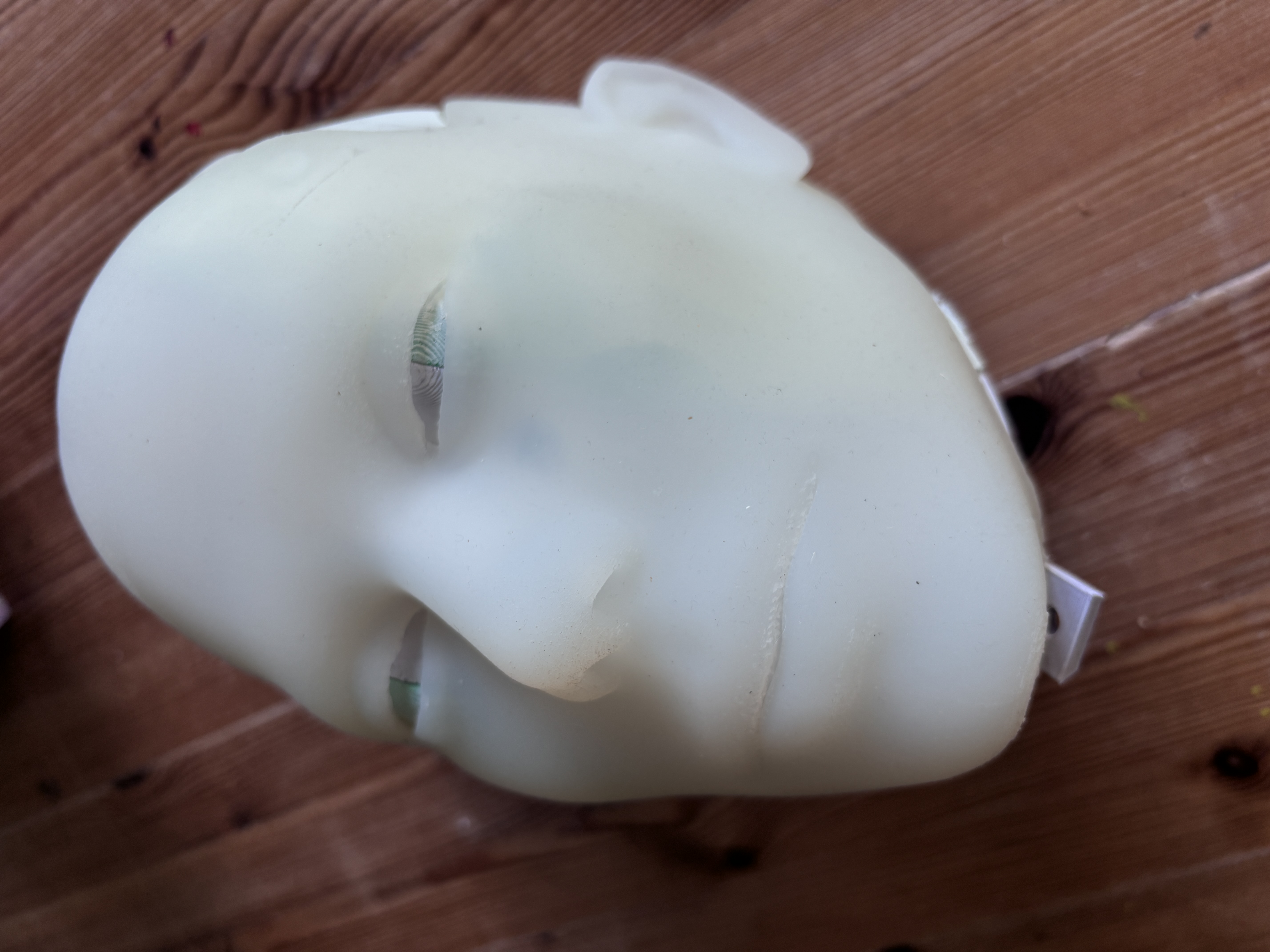 Left side image of silicone mask for InMoov robot head.